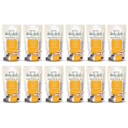 Caru Daily Dish Smoothies Lickable Chicken Cat Treat And Pet Food Topper 0.5 Ounce Tubes 4 Tubes Per Pack 12 Pack