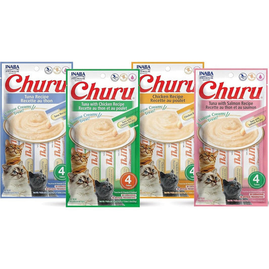 Inaba Churu Lickable Pure Natural Cat Treats Tuna And Chicken Variety Pack 16 Tubes Creamy Puree Grain Free Hydrating Snack