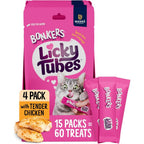 Bonkers Licky Tubes Chicken Flavored Wet Lickable Treats For Cats 4 Pack Pack Of 15