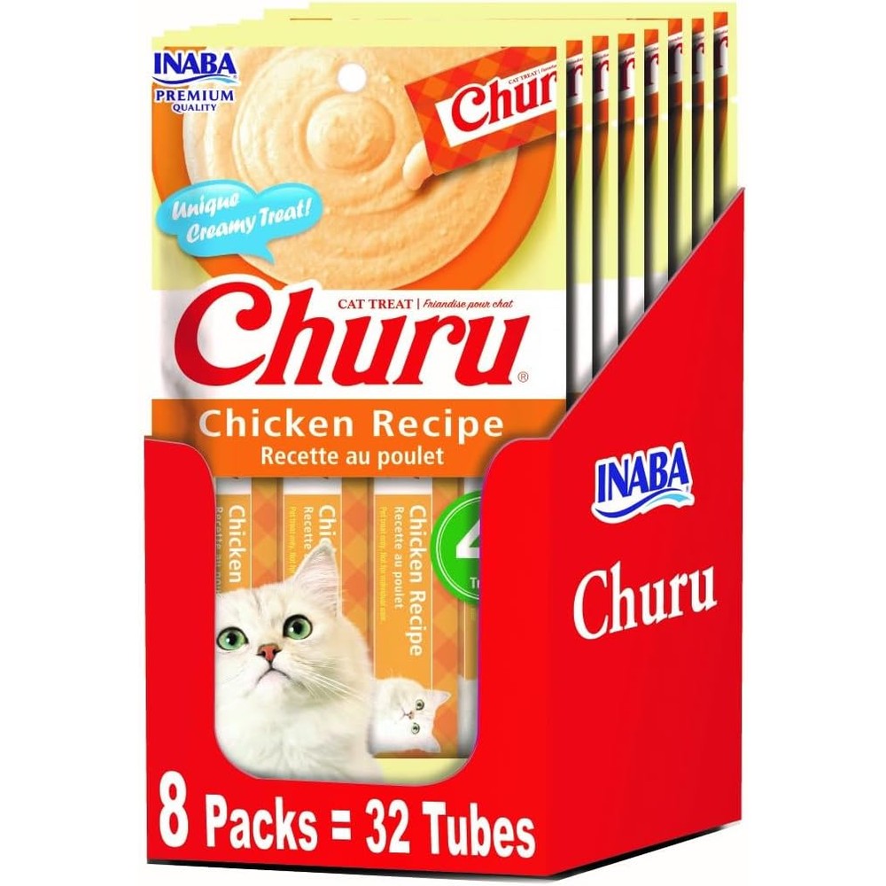 Inaba Churu Lickable Pure Natural Cat Treats Chicken Recipe 32 Tubes Multipack 4 Servings Per Package 8 Packages Total