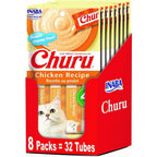 Inaba Churu Lickable Pure Natural Cat Treats Chicken Recipe 32 Tubes Multipack 4 Servings Per Package 8 Packages Total