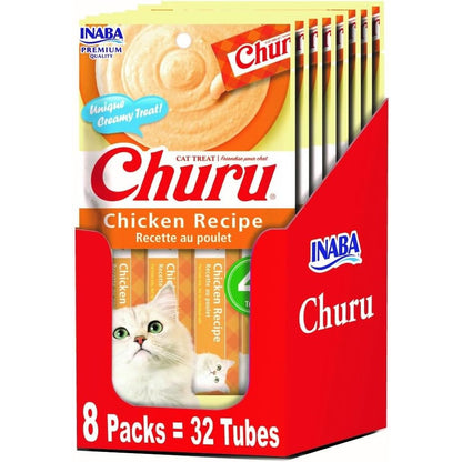 Inaba Churu Lickable Pure Natural Cat Treats Chicken Recipe 32 Tubes Multipack 4 Servings Per Package 8 Packages Total