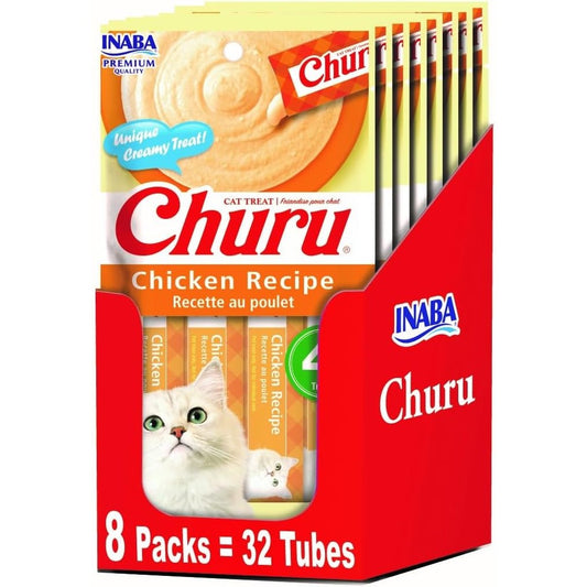 Inaba Churu Lickable Pure Natural Cat Treats Chicken Recipe 32 Tubes Multipack 4 Servings Per Package 8 Packages Total
