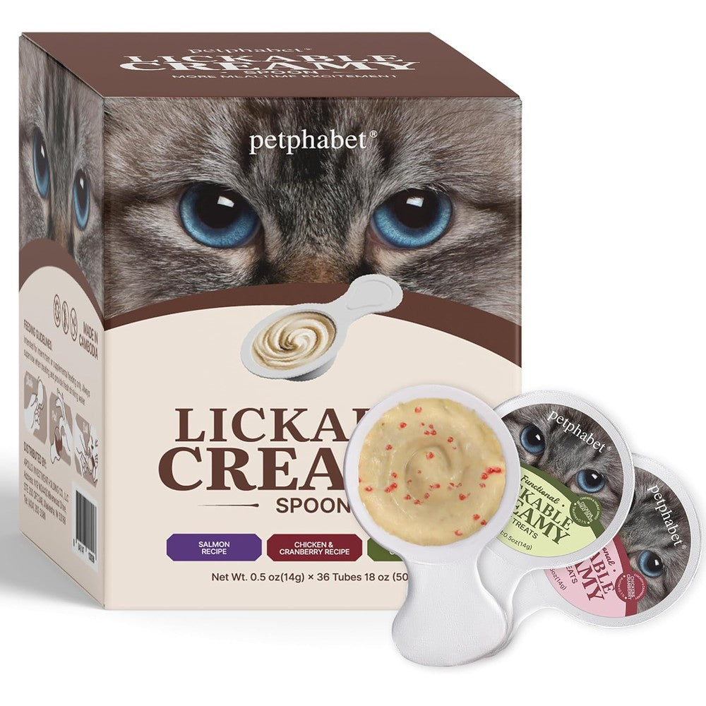 Fanci Flair Petphabet Lickable Cat Treats Spoon 36 Count Creamy Puree Variety Pack Functional Wet Paste Snacks For Skin Coat Urinary Health