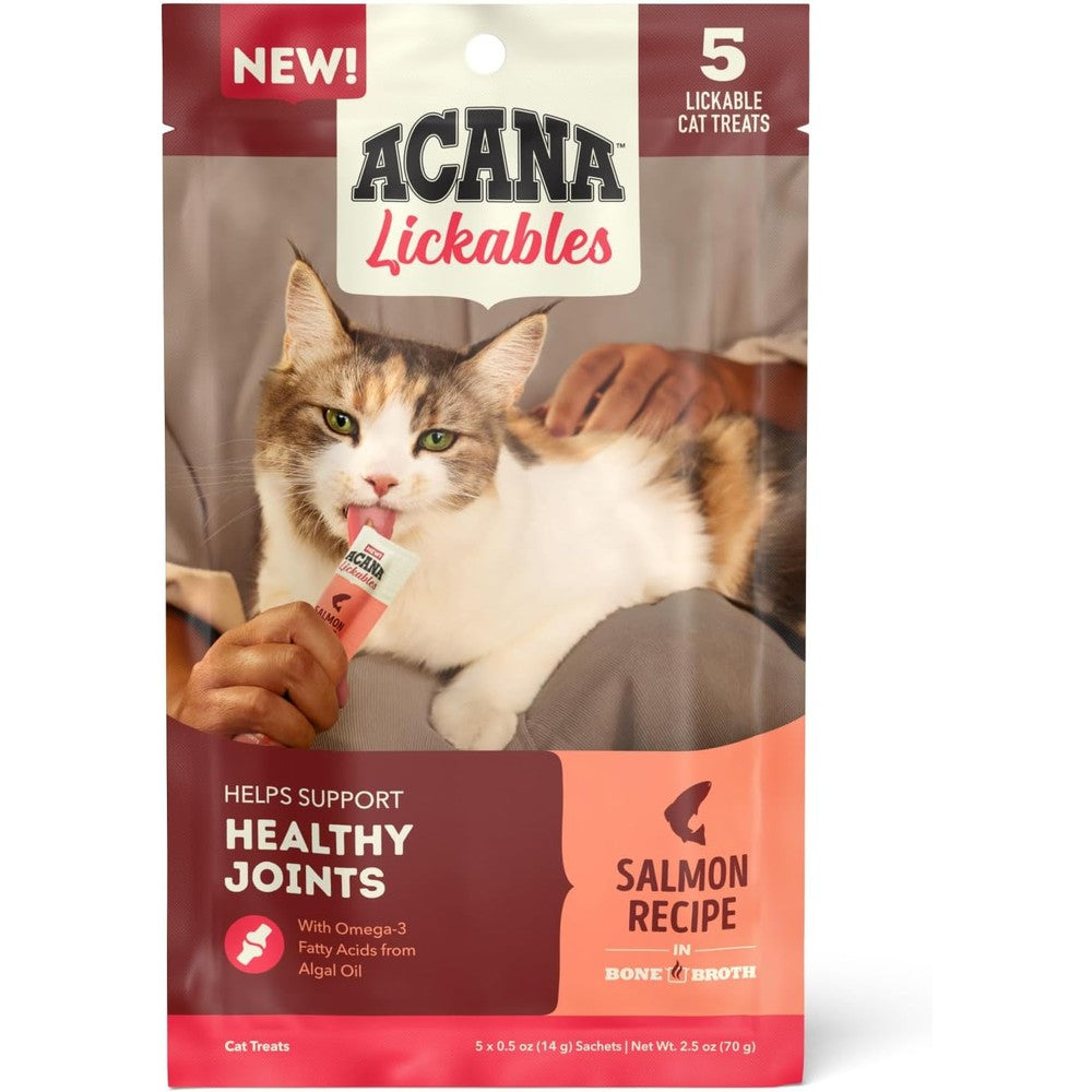 Acana Lickables Cat Treats Salmon Recipe In Bone Broth 0.5 Ounce Tubes 5 Count