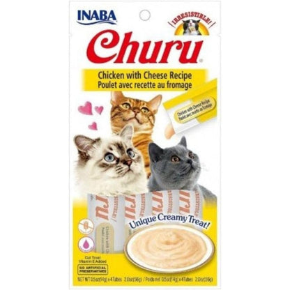 Inaba Churu Lickable Puree Natural Cat Treats Chicken With Cheese Recipe 4 Tubes 2 Ounce Total