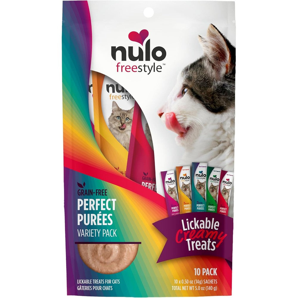Nulo Freestyle Grain-Free Perfect Purees Premium Wet Cat Treats, Squeezable Meal Topper For Felines, High Moisture Content, 0.5 Ounces Per Pouch