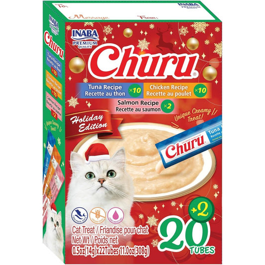 Inaba Churu Cat Treats Lickable Squeezable Creamy Puree With Vitamin E Holiday Variety Pack 22 Tubes