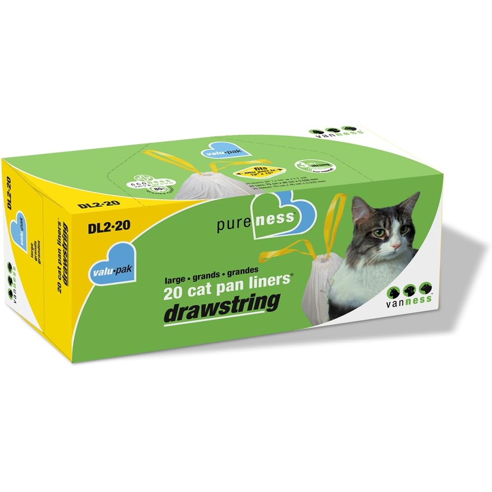 Van Ness unscented drawstring cat litter box liners front packaging view