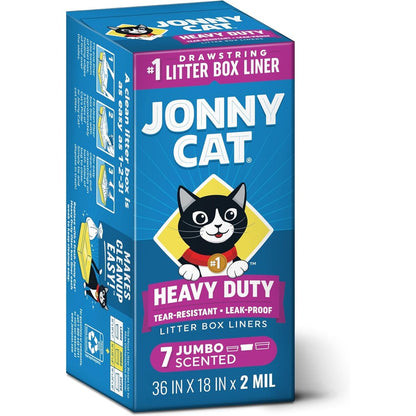 Jonny Cat Heavy Duty Litter Box Liners front view packaging of jumbo cat litter liners