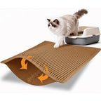 Pieviev cat litter mat front view showing brown honeycomb design