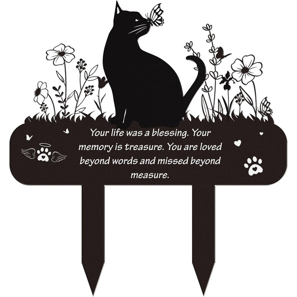 Rngmsi pet cat memorial grave markers front view outdoor garden setup
