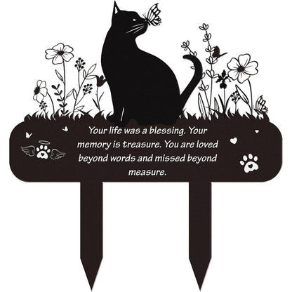 Rngmsi pet cat memorial grave markers front view outdoor garden setup