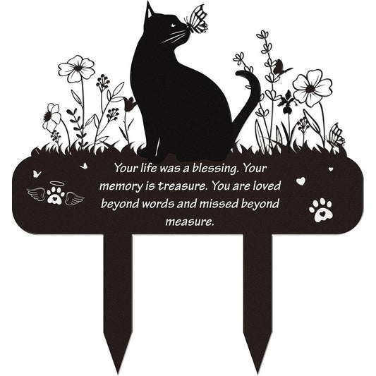 Rngmsi pet cat memorial grave markers front view outdoor garden setup