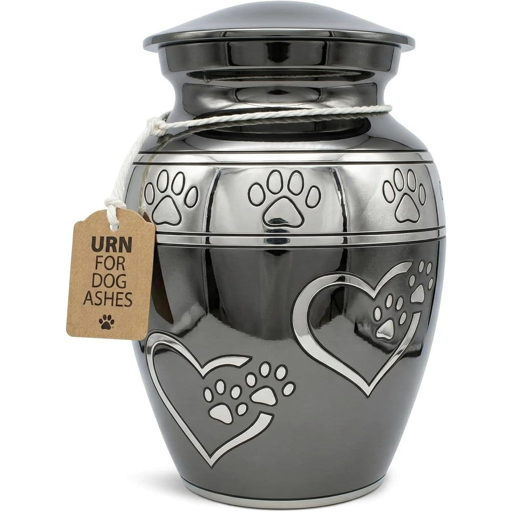 Solace Forever medium pet urn front view with paw print