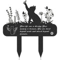 Rngmsi metal cat memorial plaque front view showing laser cut cat silhouette and text inscription