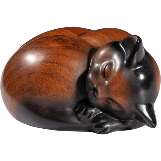 Kriss Art sleeping resin cat urn front view