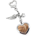 CYLDGNS pet fur memorial keychain front view showcasing the heart-shaped glass locket filled with hair.