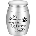 Xiuda mini pet memorial urn front view showcasing silver polish and paw print engraving.