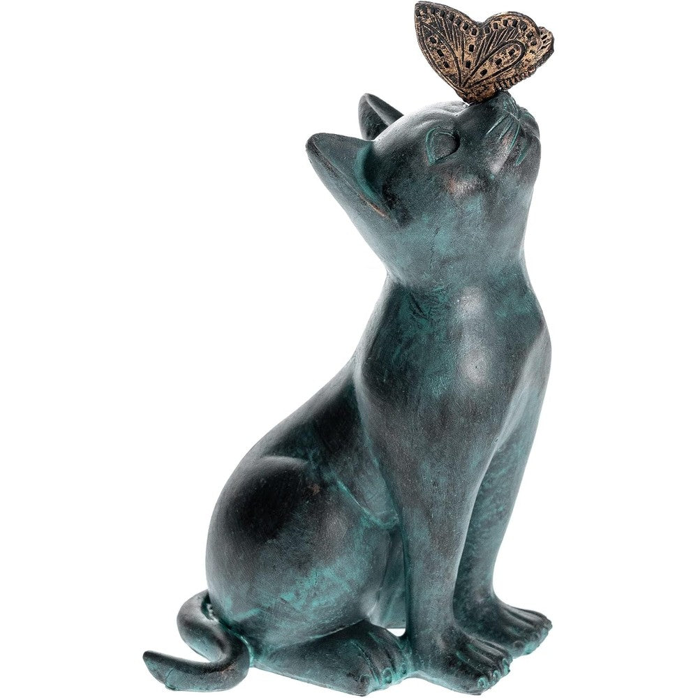 IHeartDogs cat memorial figurine with butterfly front view