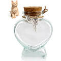 COSOWO pet hair keepsake bottle front view showing heart-shaped glass design with cork stopper.