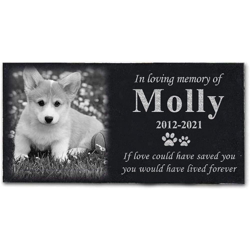 Odb personalized pet memorial black granite stone front view