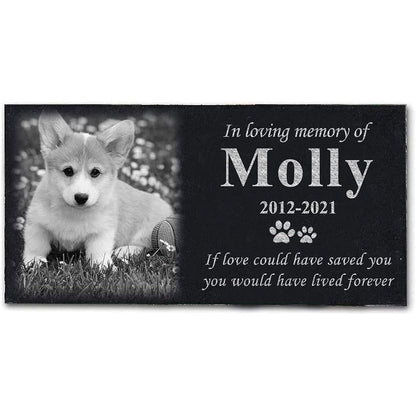 Odb personalized pet memorial black granite stone front view