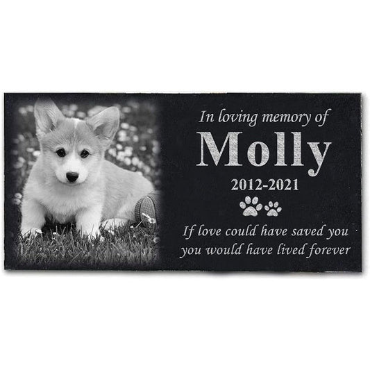 Odb personalized pet memorial black granite stone front view