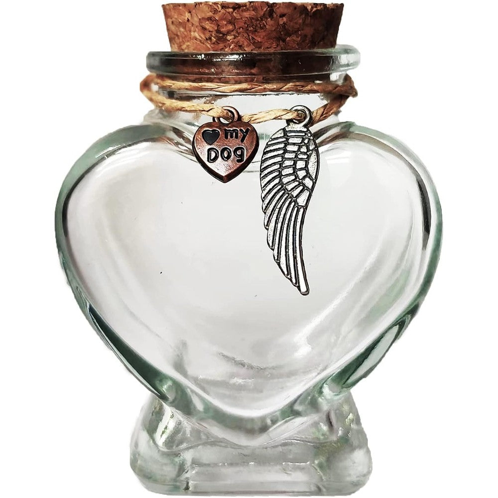 Fight Club pet hair memorial bottle heart shaped glass keepsake
