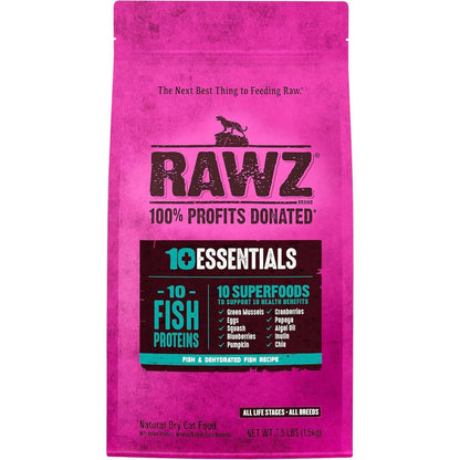 Rawz 10 Essentials Fish And Dehydrated Fish Dry Cat Food For All Life Stages, 3.5 Pound Bag