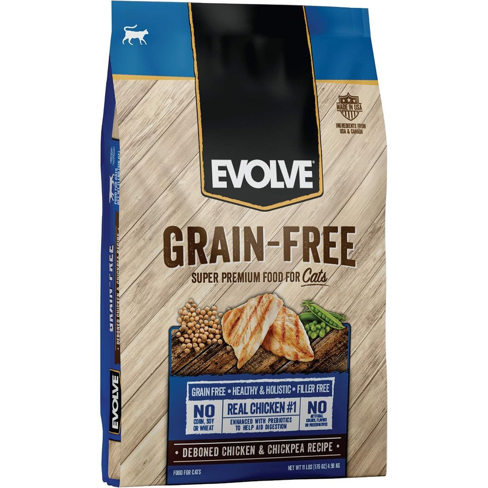 Evolve grain free deboned chicken dry cat food front view package