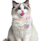Gustave Fancy Bling Rhinestone Heart Pet Cat Dog Necklace Collar Charm Pendant Jewelry In Pink For Small Pets