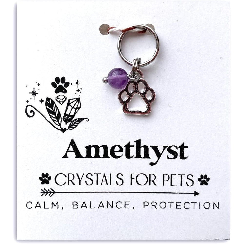 Mintandorange Natural Gemstone Pet Collar Charm With Paw Print Pendant For Dogs And Cats Authentic USA Imported Accessory