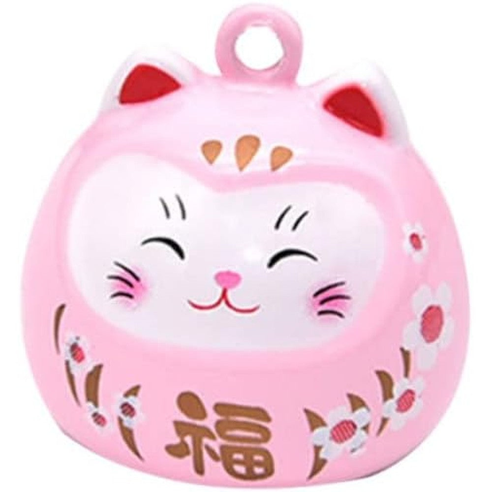 Goohochy Cartoon Cat Pink Fortune Bell Pendant Japanese Decorative Hanging Accessory For DIY Crafts Backpacks And Costumes 2.4 Centimeter