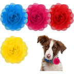 QfwdfcTrenz 4 Pieces Dog Flower Bow Collar Set Multicolored Pet Collar Charm Flower Cat Bow Tie Accessory For Medium Large Puppy Grooming Supplies
