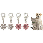 Luter 4 Pieces Flower Rhinestone Collar Pendants For Cat And Dog 304 Stainless Steel Pet Jewelry Making Accessories Multicolored Pet Necklace Charms