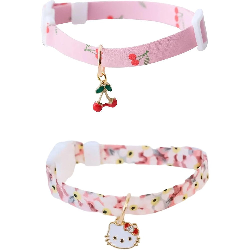 Pawfect Harmony Duo Breakaway Cat Collars With Charms Twin Set For Safety And Style Kitty And Cherry Design
