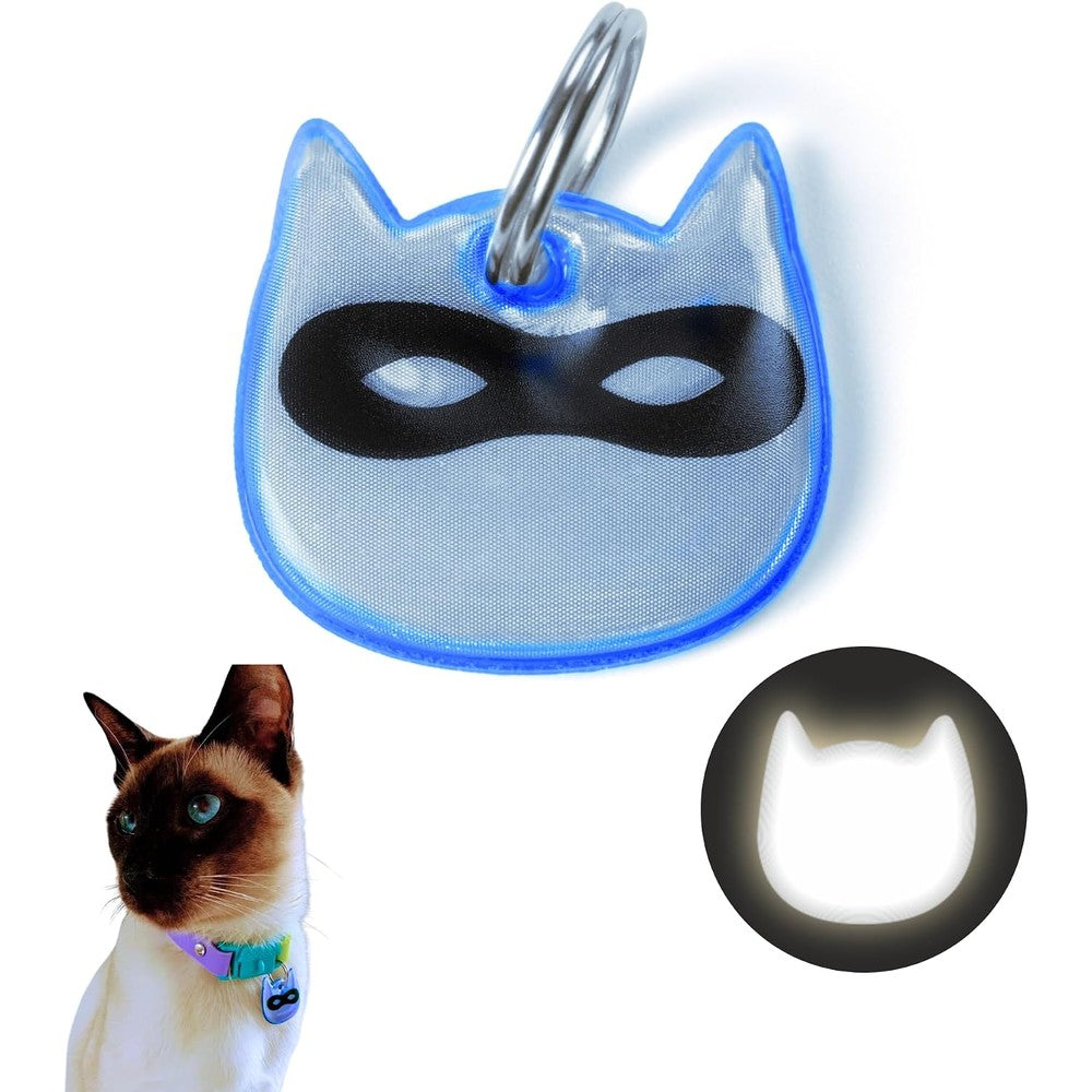 Kittyrama Reflective Cat Charm Safety Tag Blue Ninja Lightweight Waterproof Tag For All Cat Collars