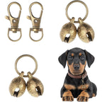 Fyntave 2 Set Copper Bell For Dog Collar With Snap Clips Extra Loud Brass Bell For Medium Large Dogs Vintage Style Pet Accessory