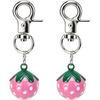 Expawlorer Pet Bells For Dog And Cat Collar Charm Strawberry Shaped Jingle Ornament 2 Pack Pink Stainless Steel Tracker Pendant For Bird Safety