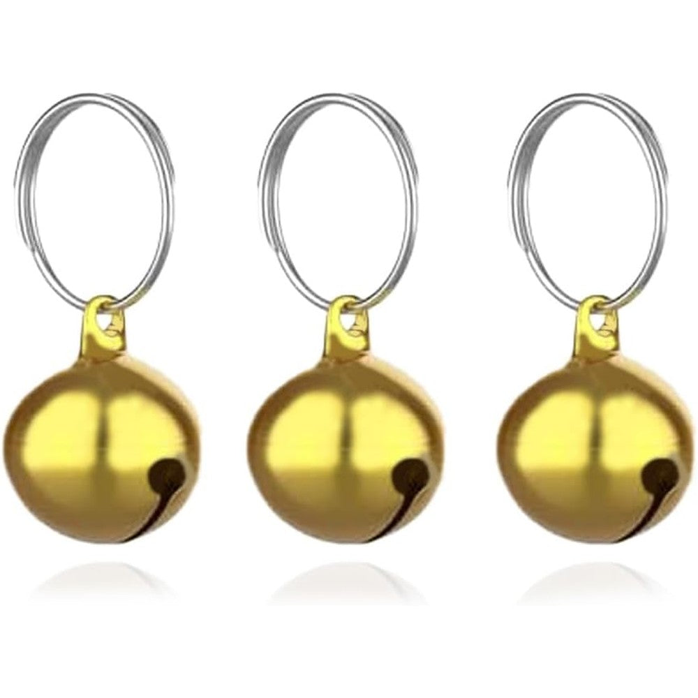 Skypia Round Dog Bells Pet Pendant 3 Pieces Anti-Lost Training Bells For Dog And Cat Collars 1/2-Inch Gold Accessory