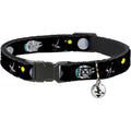 Buckle-Down Star Wars Breakaway Cat Collar With Bell Featuring Death Star Millennium Falcon And X-Wing Fighter Artwork Adjustable 8.5 To 12 Inches ...