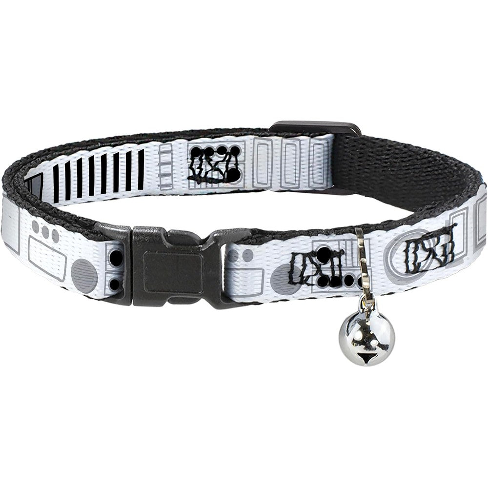 Buckle-Down Star Wars Stormtrooper breakaway cat collar front view featuring utility belt pattern