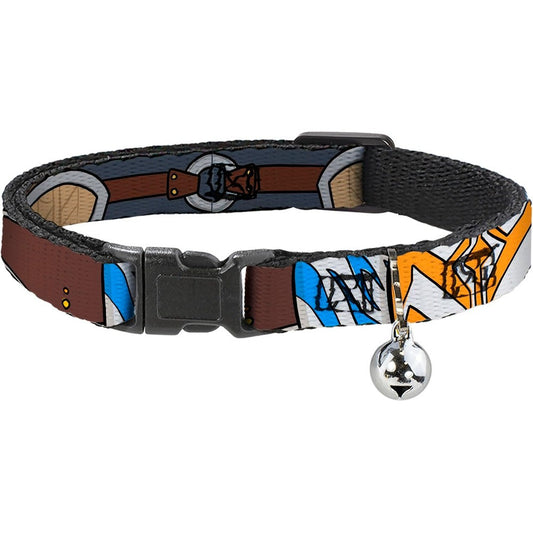 Buckle-Down Star Wars Breakaway Cat Collar With Bell The Clone Wars Ahsoka Tano Bounding Elements Adjustable 8.5 To 12 Inches And 0.5 Inch Wide