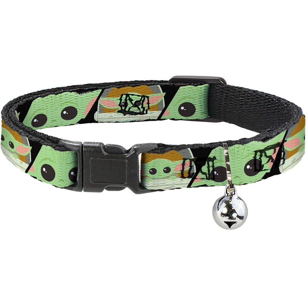 Buckle-Down Star Wars The Child Chibi cat collar front view showing Grogu face pattern