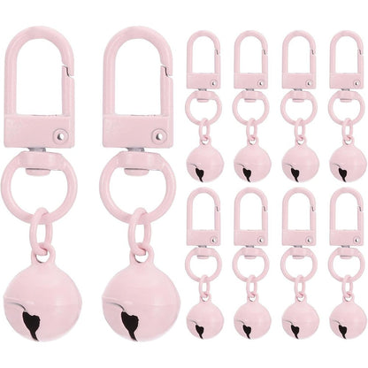 PATIKIL Ten Piece Dog And Cat Collar Bells Pink Small Pet Jingle Bell Keychain Charms For Pet Tracking And DIY Crafts Pack Of Ten