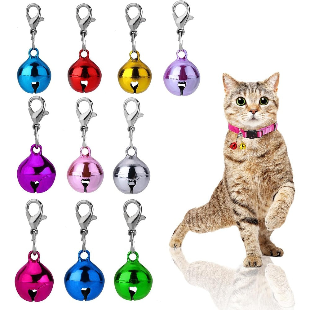Molain Ten Pieces Cat Dog Collar Bells Colorful Pet Jingle Bells With Clasps For Dog Collar Charms And DIY Crafts Fourteen Millimeters