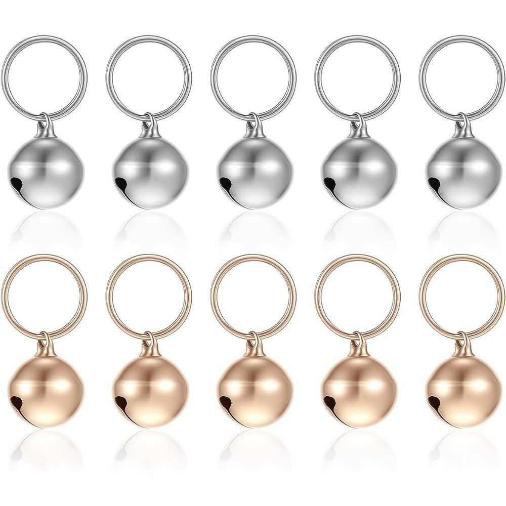 RAHHLIZS 10 Pieces Cat Collar Bells Pet Dog Bells Small Metallic Alloy Jingle Bell For Puppy And Kitten Accessories Clear Ringing Sound Silver And ...