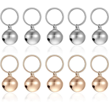 RAHHLIZS 10 Pieces Cat Collar Bells Pet Dog Bells Small Metallic Alloy Jingle Bell For Puppy And Kitten Accessories Clear Ringing Sound Silver And ...