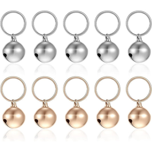 RAHHLIZS 10 Pieces Cat Collar Bells Pet Dog Bells Small Metallic Alloy Jingle Bell For Puppy And Kitten Accessories Clear Ringing Sound Silver And ...